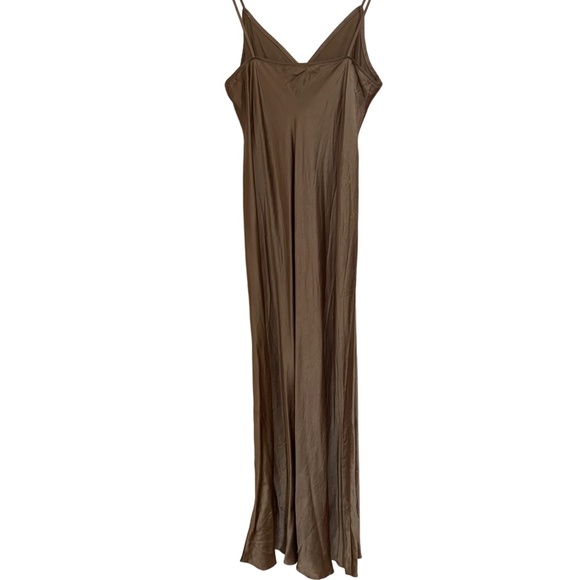 VINCE silky satin gold midi length slip dress formal casual. SIZE MEDIUM - Picture 6 of 8